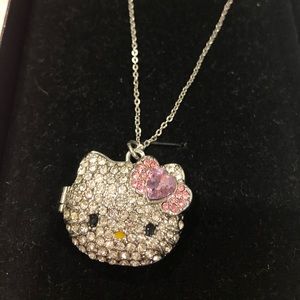Hello kitty rhinestone locket necklace